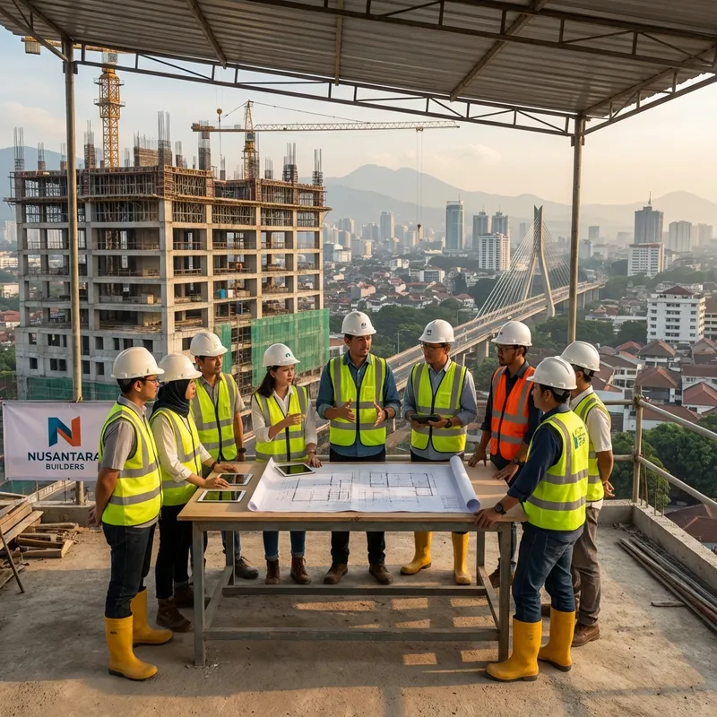 Tim kontraktor Keramik Bangunan Bandung sedang meeting proyek